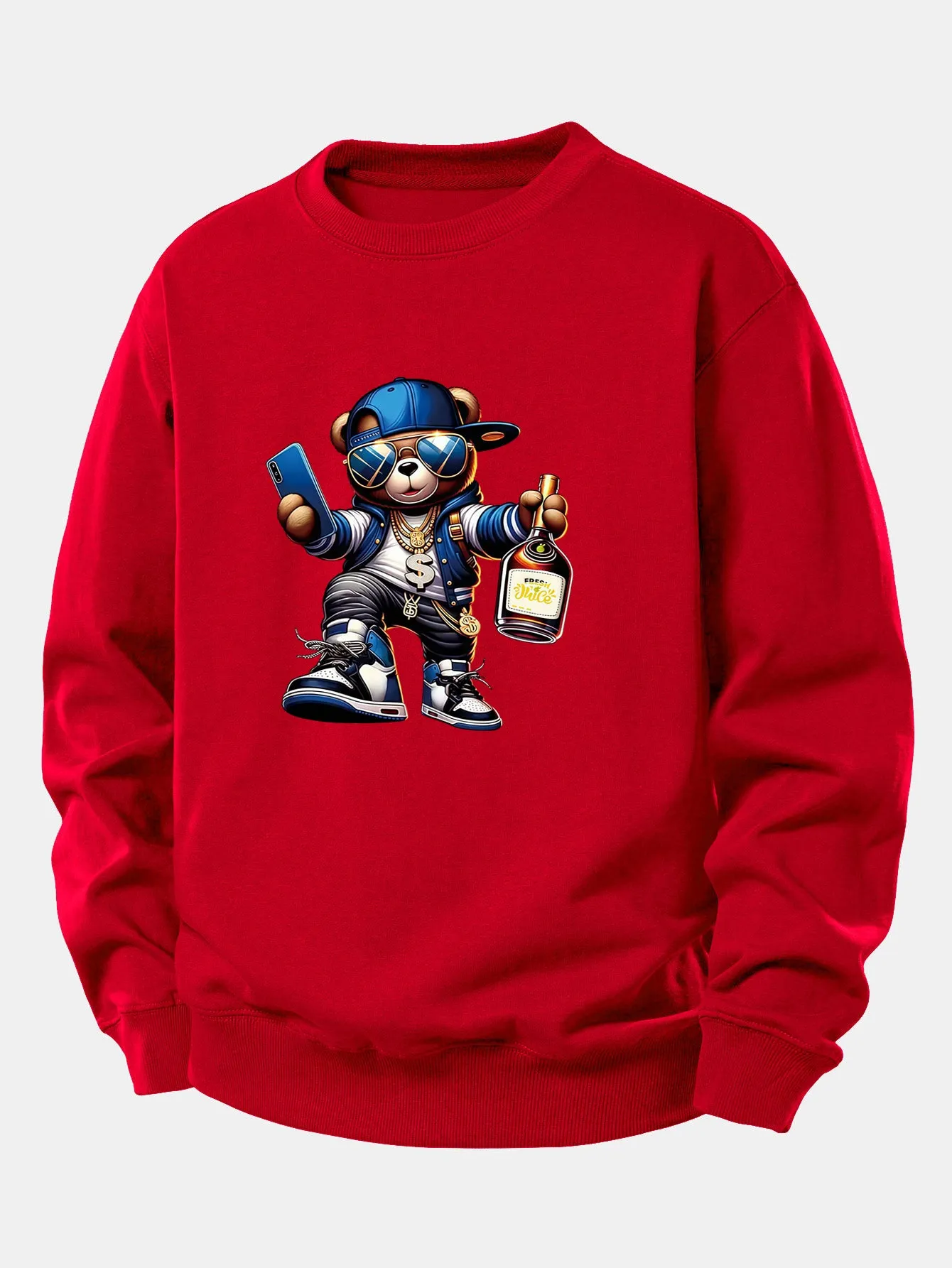 Hip Hop Bear Print Relax Fit Sweatshirt sold by Hoooyi product image thumbnail 5
