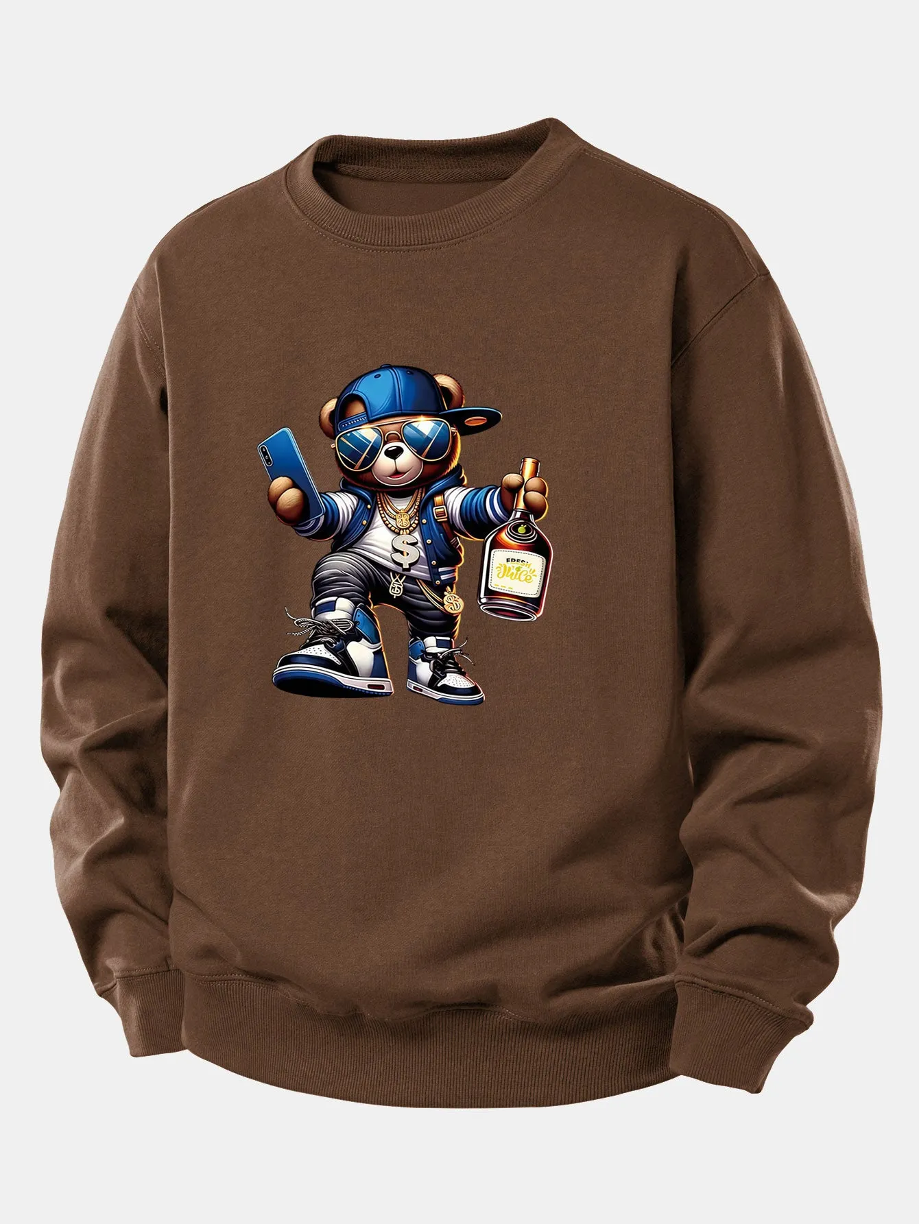 Hip Hop Bear Print Relax Fit Sweatshirt sold by Hoooyi product image thumbnail 4