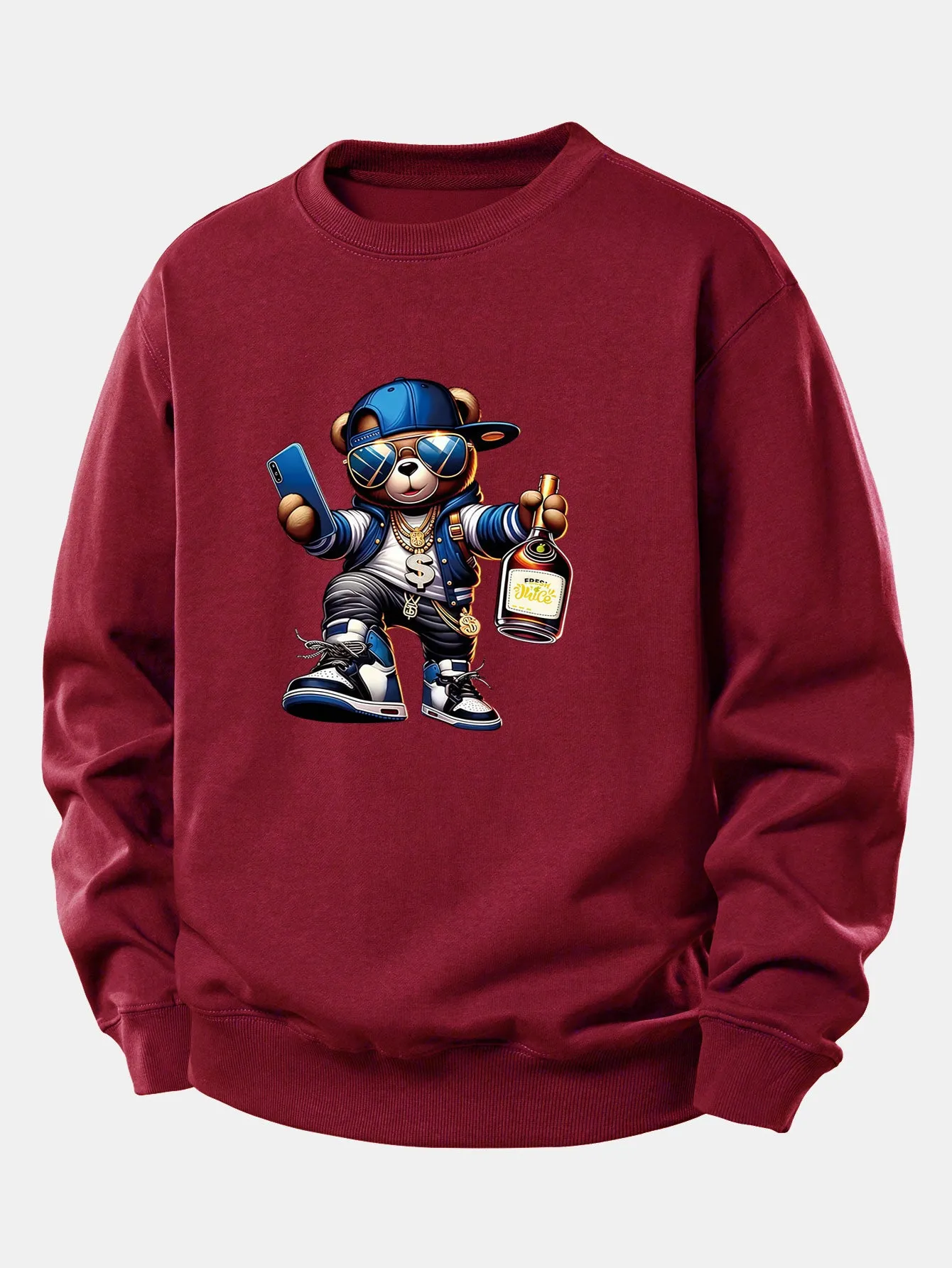 Hip Hop Bear Print Relax Fit Sweatshirt sold by Hoooyi product image thumbnail 3