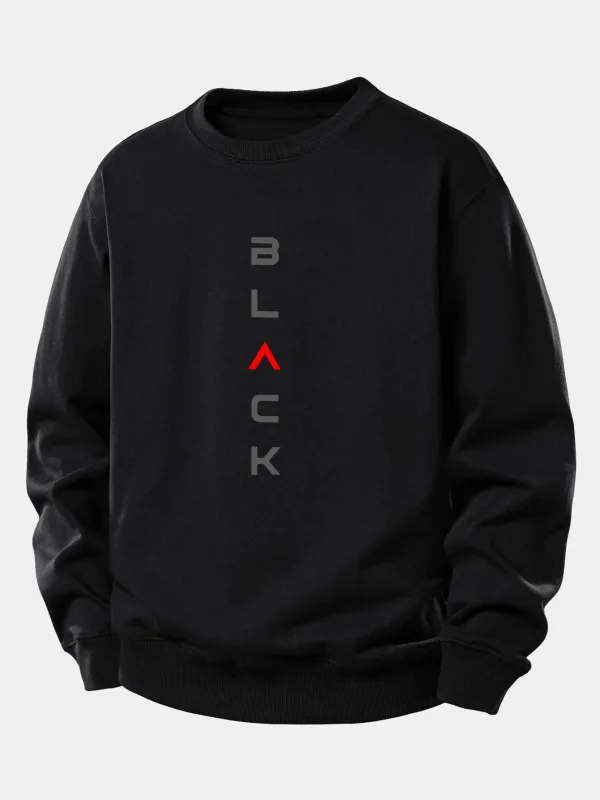 Black Print Relax Fit Sweatshirt sold by Hoooyi