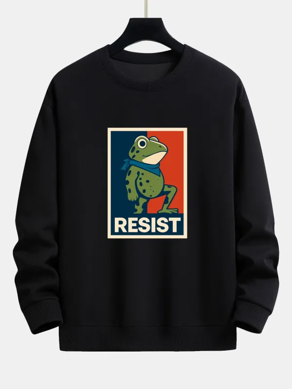 Resist Portland Frog Print Relax Fit Sweatshirt sold by Hoooyi