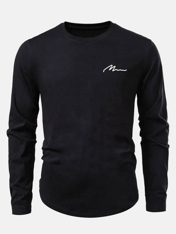 Men Print Cotton Arc Hem T-Shirt sold by Hoooyi