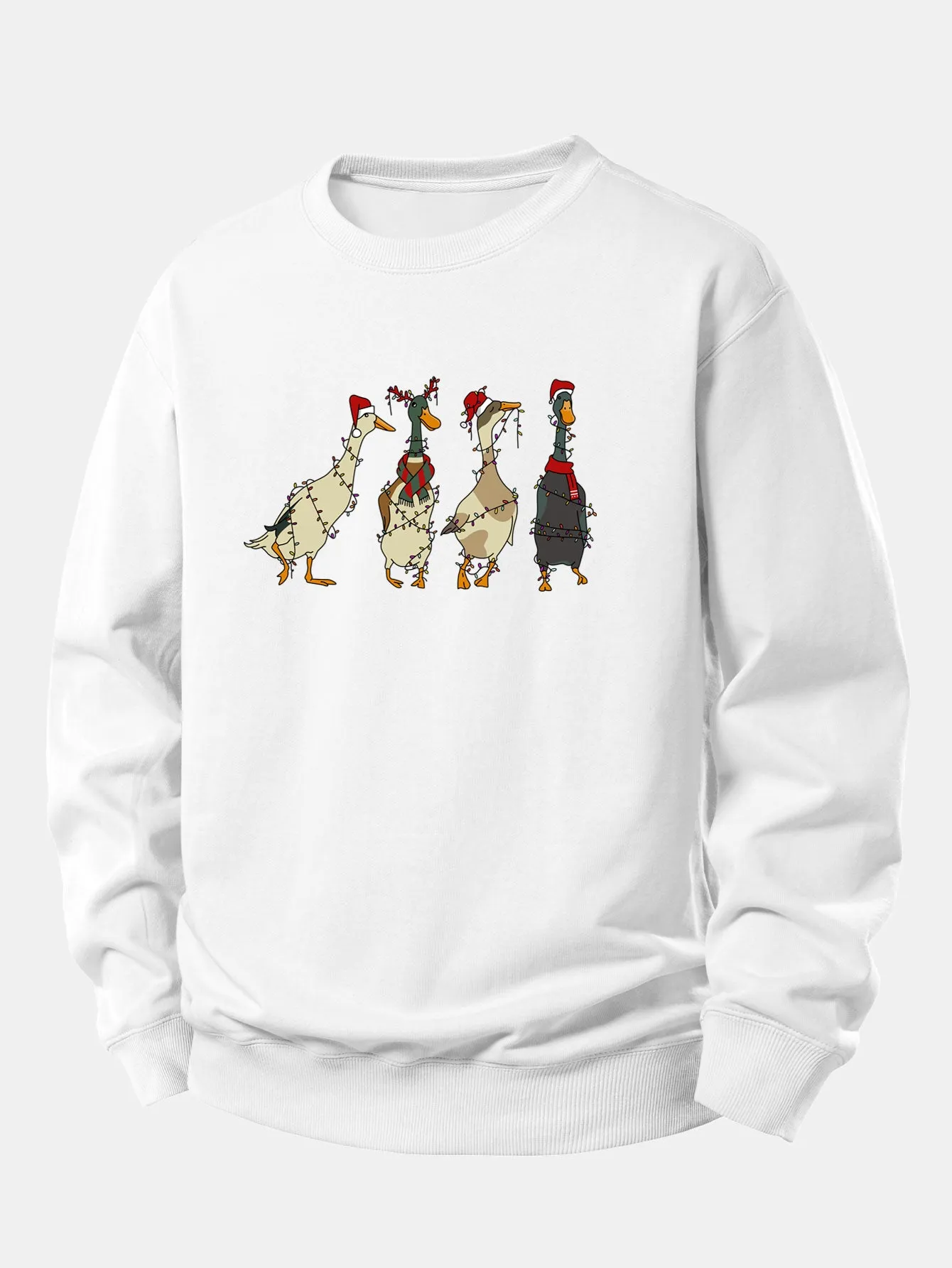 Christmas Lights Duck Print Relax Fit Sweatshirt sold by Hoooyi product image thumbnail 5