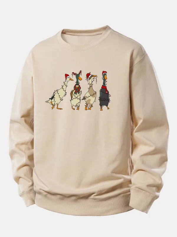 Christmas Lights Duck Print Relax Fit Sweatshirt sold by Hoooyi