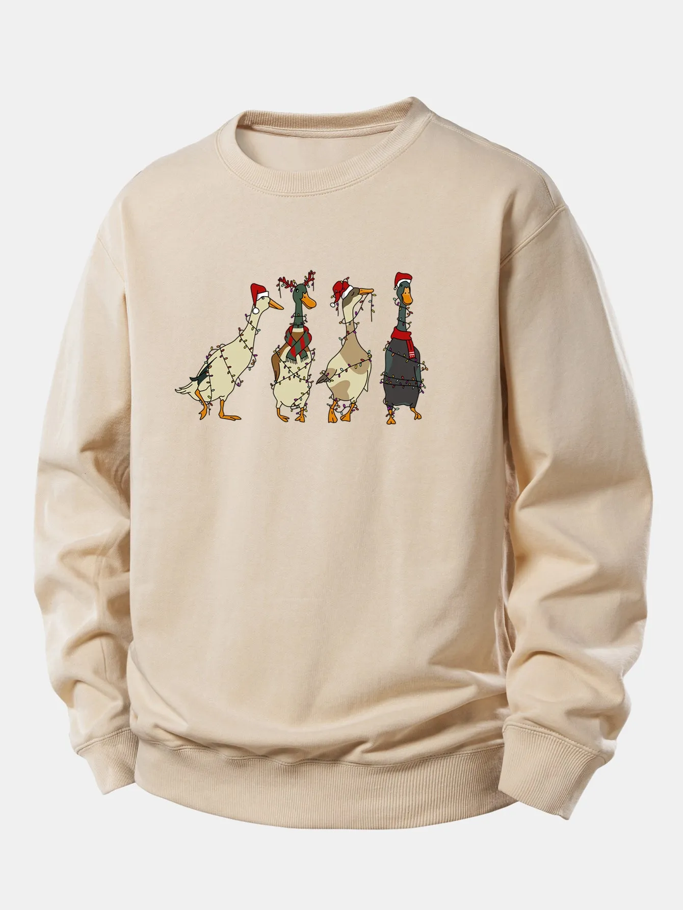 Christmas Lights Duck Print Relax Fit Sweatshirt sold by Hoooyi