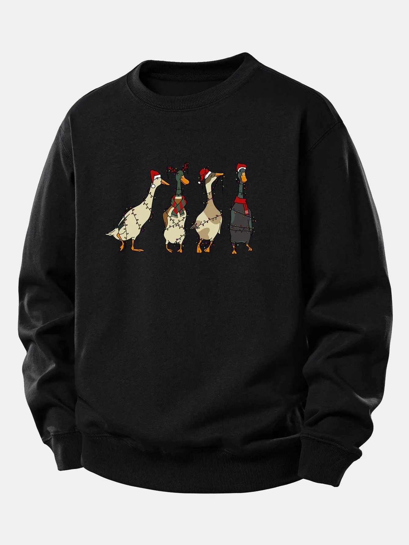 Christmas Lights Duck Print Relax Fit Sweatshirt sold by Hoooyi product image thumbnail 3