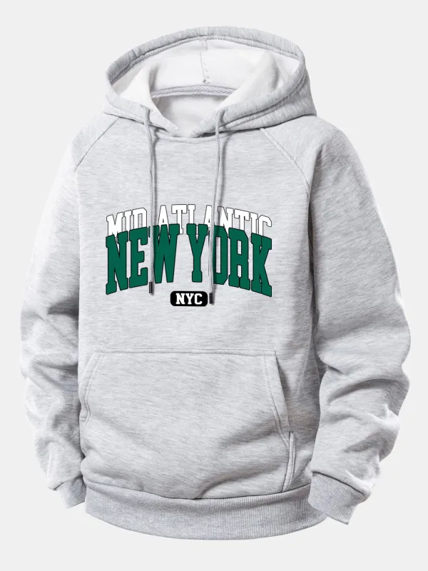 New York Print Drawstring Hoodie sold by Hoooyi