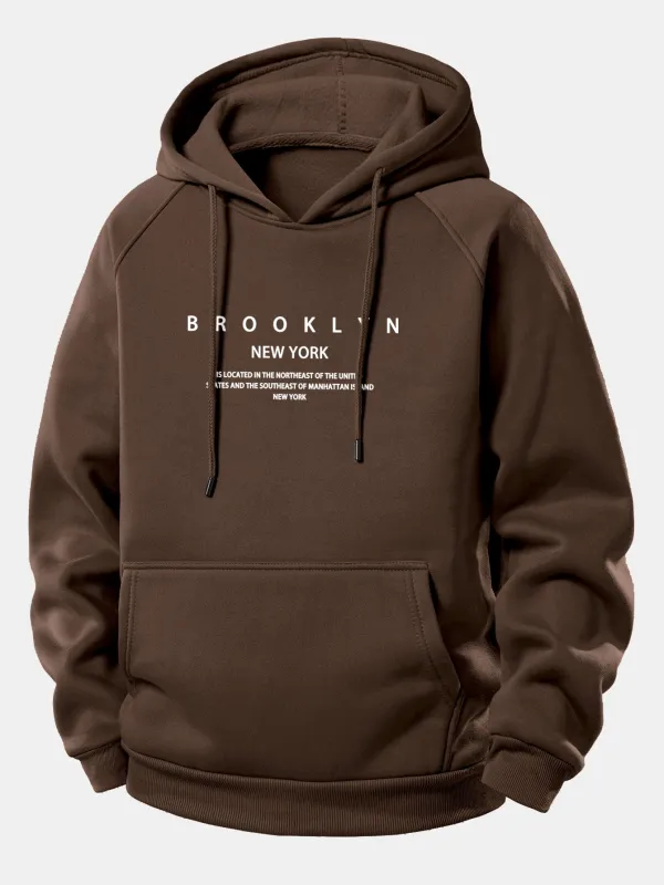 Brooklyn Print Drawstring Hoodie sold by Hoooyi