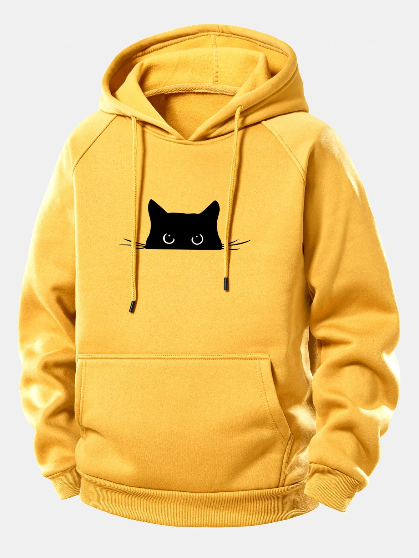 Black Cat Print Drawstring Hoodie sold by Hoooyi product image thumbnail 4