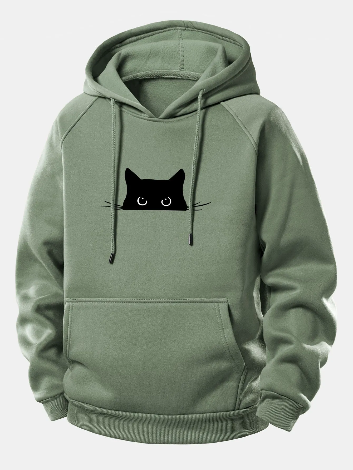 Black Cat Print Drawstring Hoodie sold by Hoooyi product image thumbnail 5