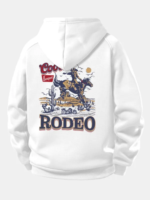 Western Cowboy Print Drawstring Hoodie sold by Hoooyi