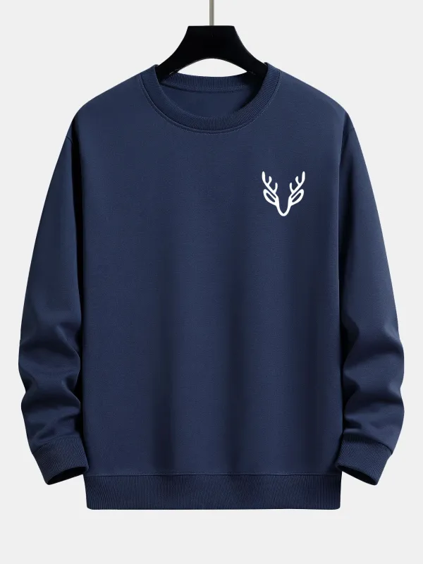 Head Deer Print Relax Fit Sweatshirt sold by Hoooyi