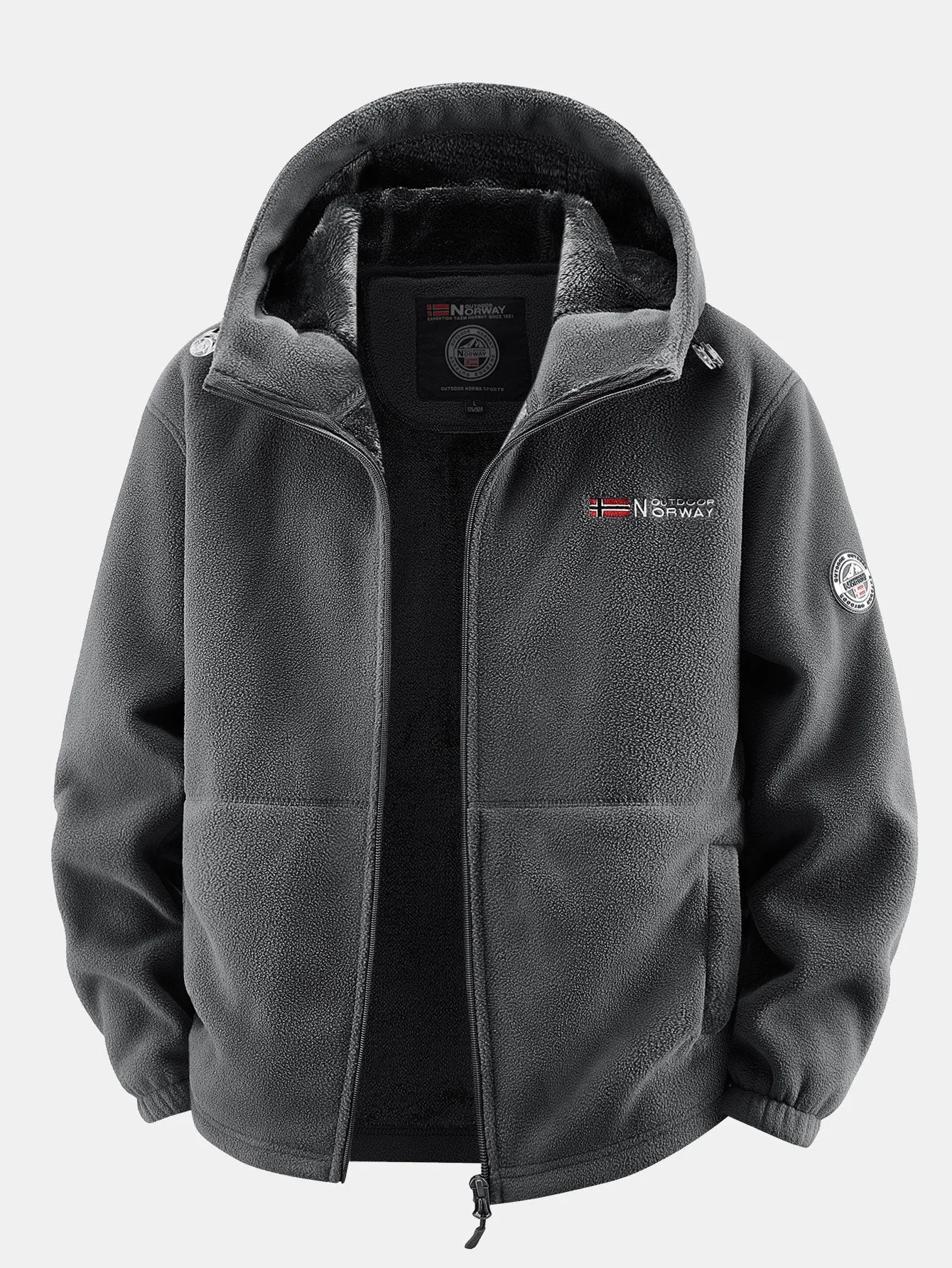 Teddy Fleece Lined Polar Fleece Hooded Coat sold by Hoooyi product image thumbnail 5