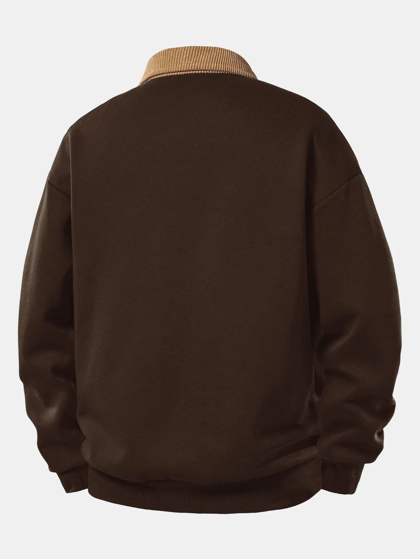 Relax Fit Contrast Corduroy Polo Collar Sweatshirt & Straight Leg Corduroy Pants sold by Hoooyi product image thumbnail 4