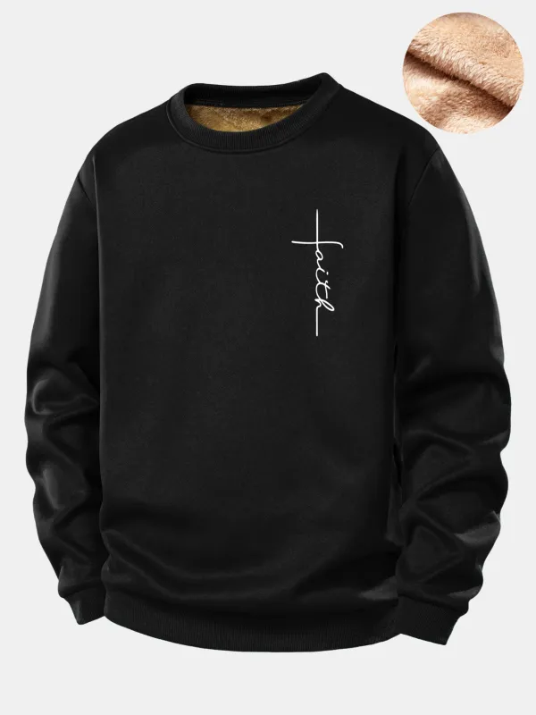 Faith Print Teddy Fleece Lined Sweatshirt sold by Hoooyi