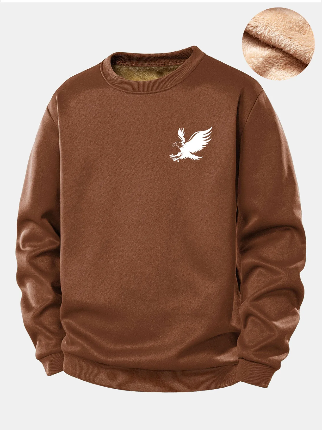 Soaring Eagle Print Teddy Fleece Lined Sweatshirt sold by Hoooyi product image thumbnail 5
