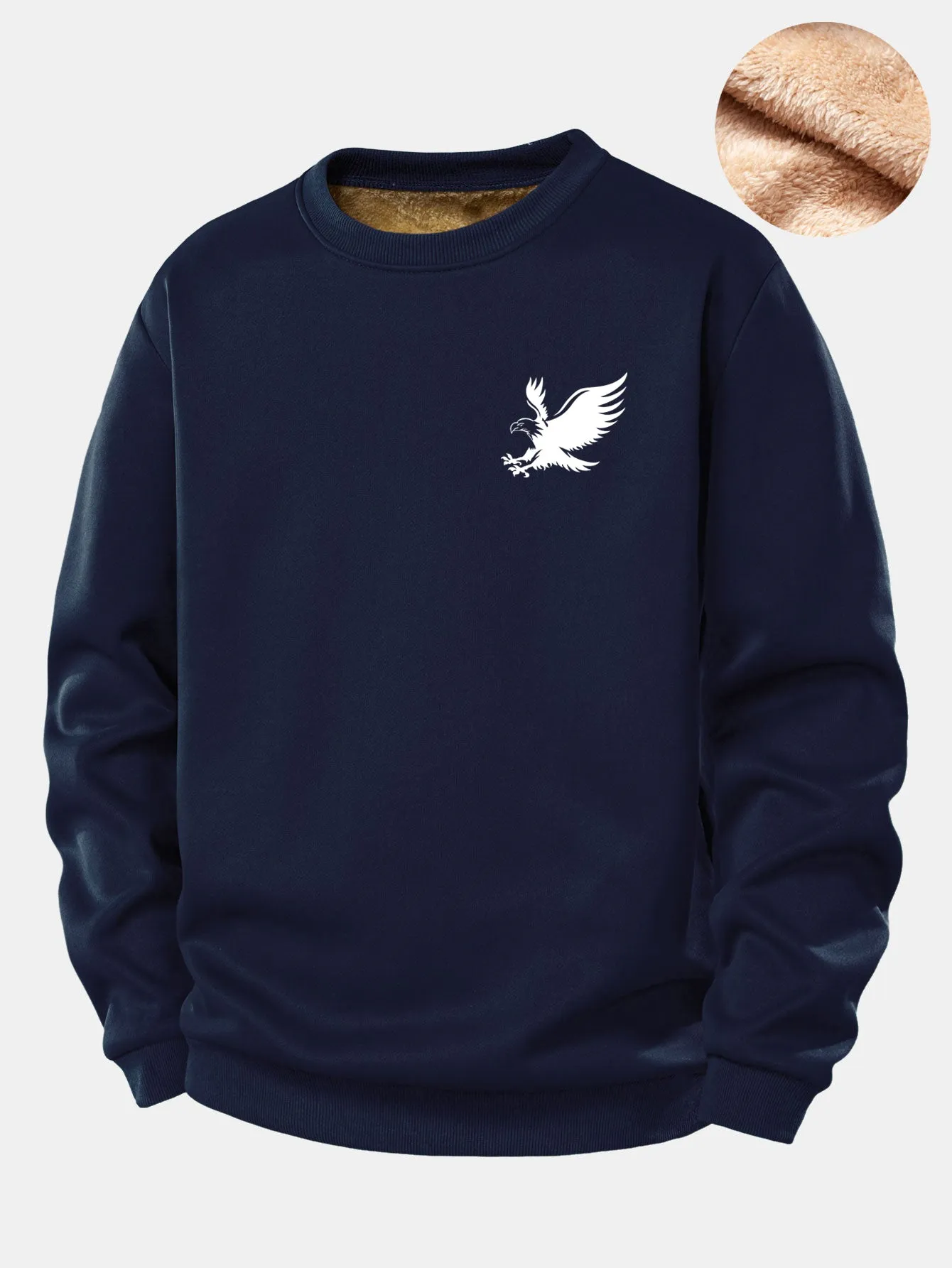 Soaring Eagle Print Teddy Fleece Lined Sweatshirt sold by Hoooyi product image thumbnail 3