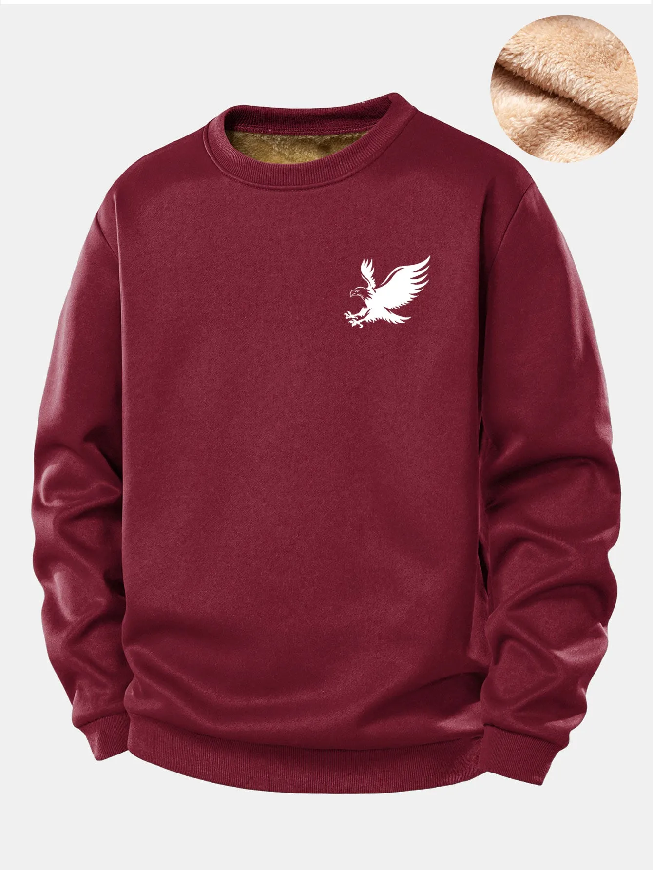 Soaring Eagle Print Teddy Fleece Lined Sweatshirt sold by Hoooyi product image thumbnail 4