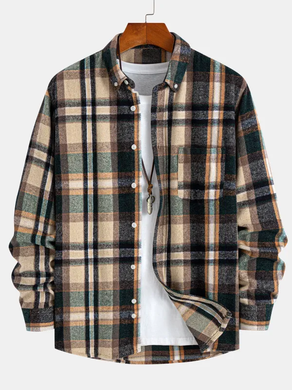 Flannel Plaid Button Up Shirt sold by Hoooyi
