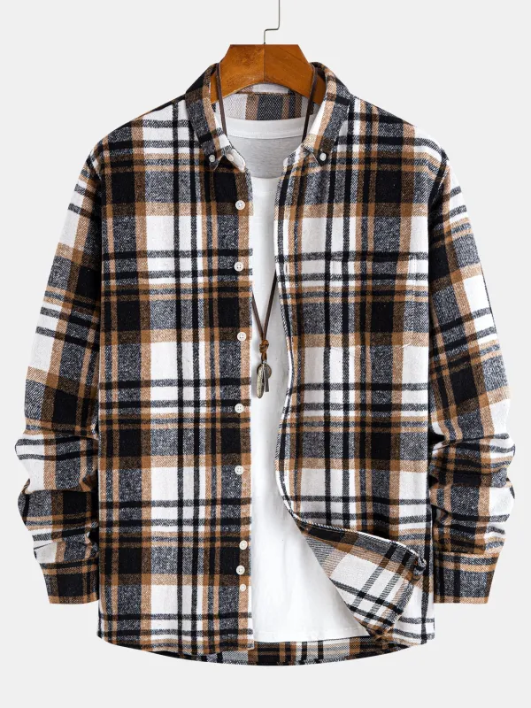 Flannel Plaid Button Up Shirt sold by Hoooyi