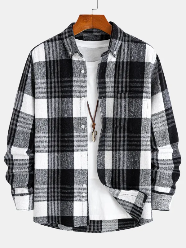 Flannel Plaid Button Up Shirt sold by Hoooyi
