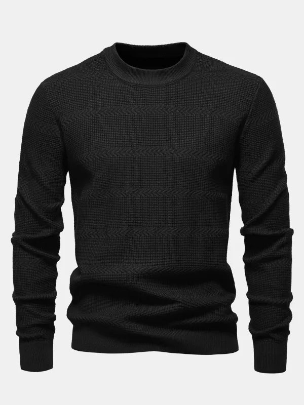 Geometric Jacquard Crew Neck Sweater made by TSH