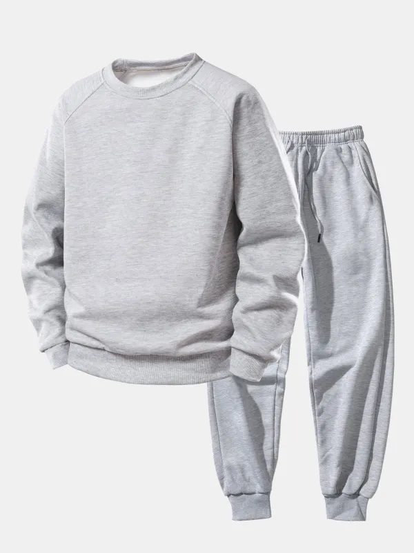 Basic Crew Neck Sweatshirt & Jogger Pants made by Hoooyi