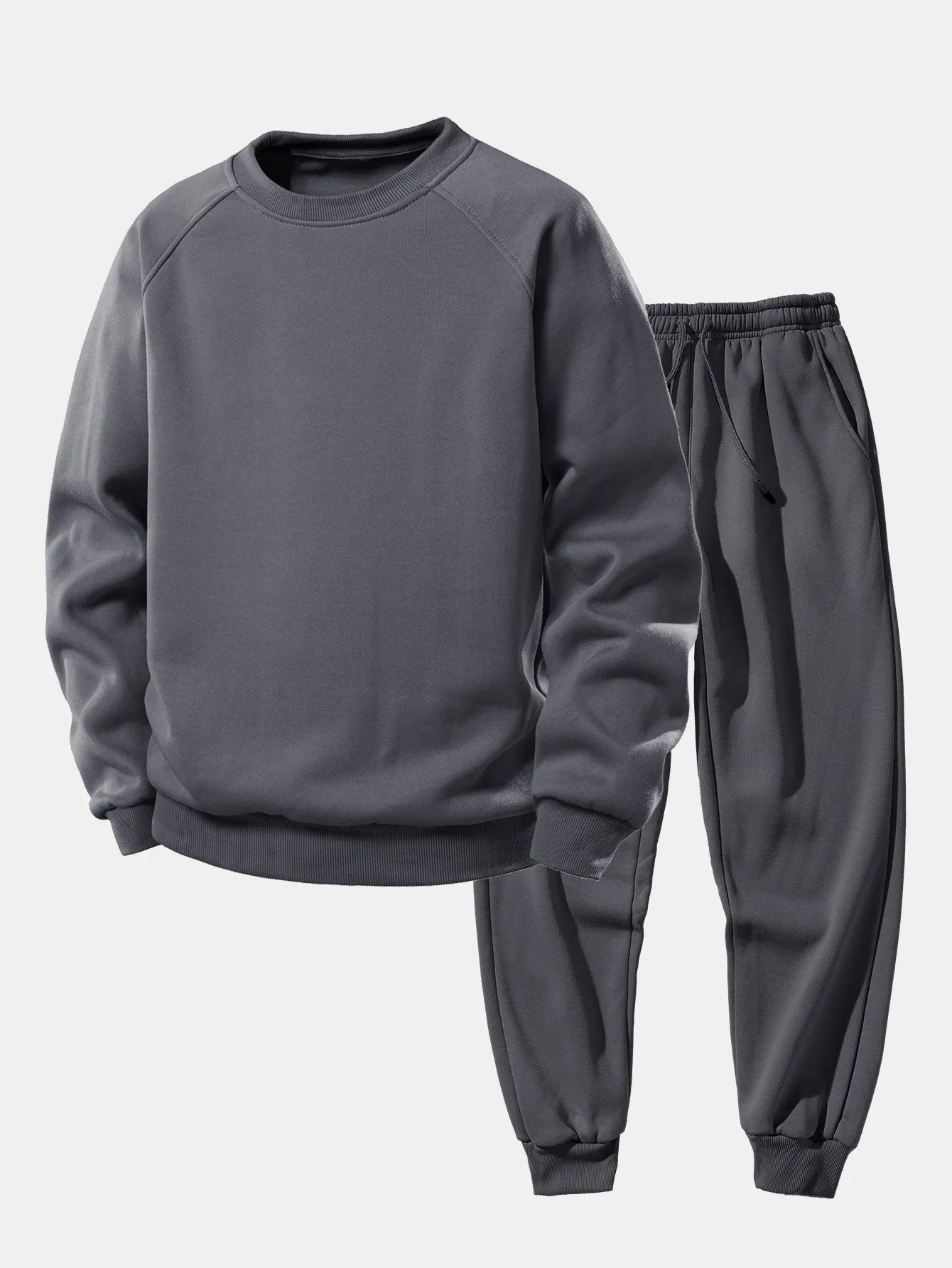 Basic Crew Neck Sweatshirt & Jogger Pants sold by Hoooyi product image thumbnail 2
