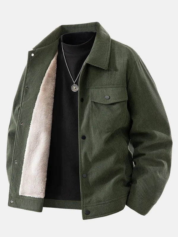 Teddy Lined Pocket Corduroy Jacket sold by Hoooyi
