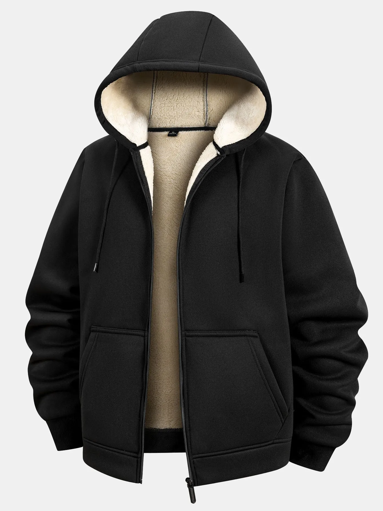 Teddy Lined Zipper Kangaroo Pocket Hoodie sold by Hoooyi product image thumbnail 3