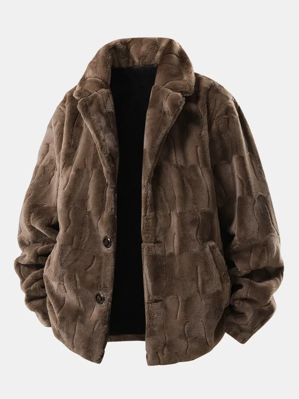 Faux Fur Notch Lapel Jacket sold by Hoooyi