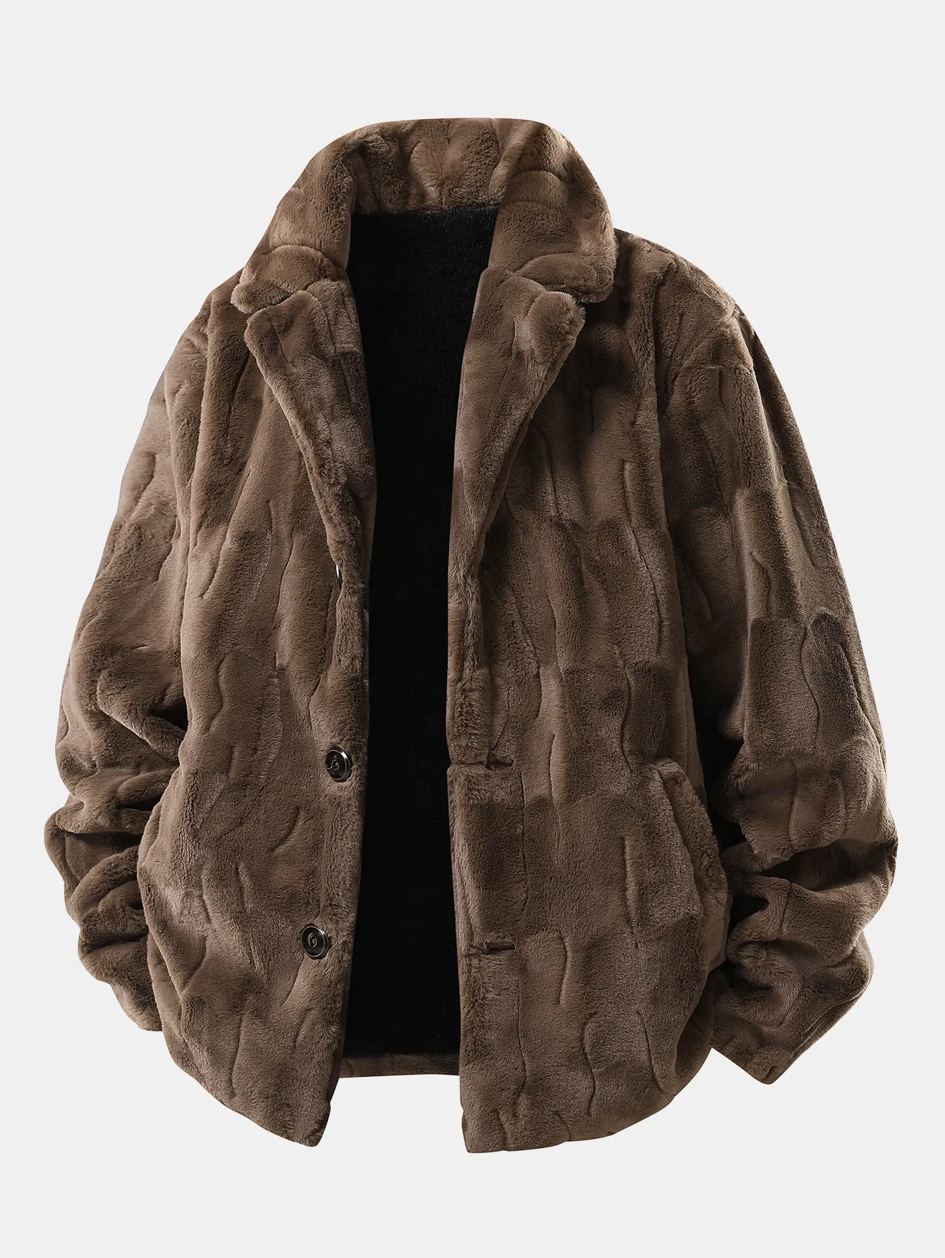 Faux Fur Notch Lapel Jacket sold by Hoooyi