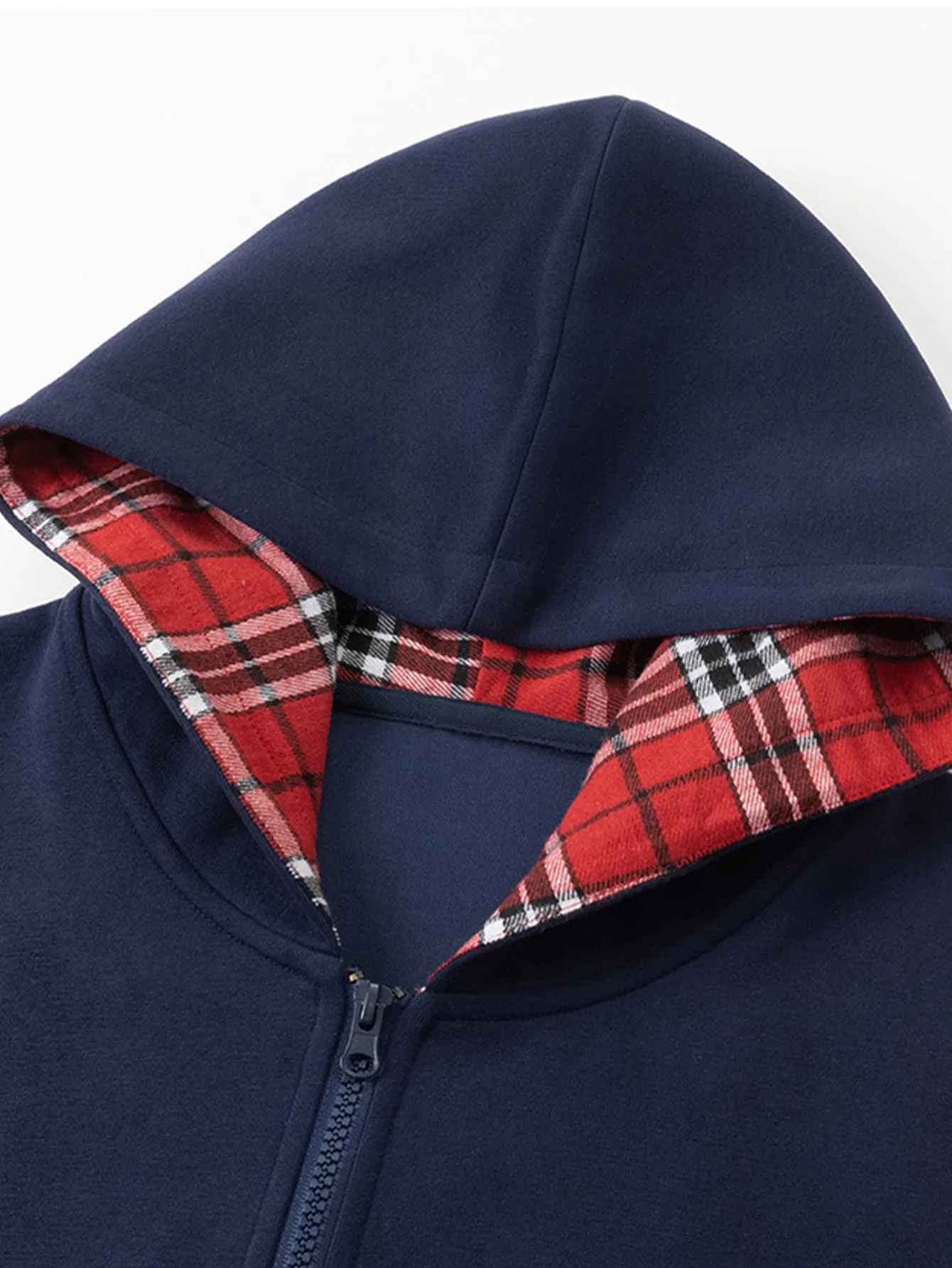2 In 1 Plaid Zipper Kangaroo Pocket Hoodie sold by Hoooyi product image thumbnail 5