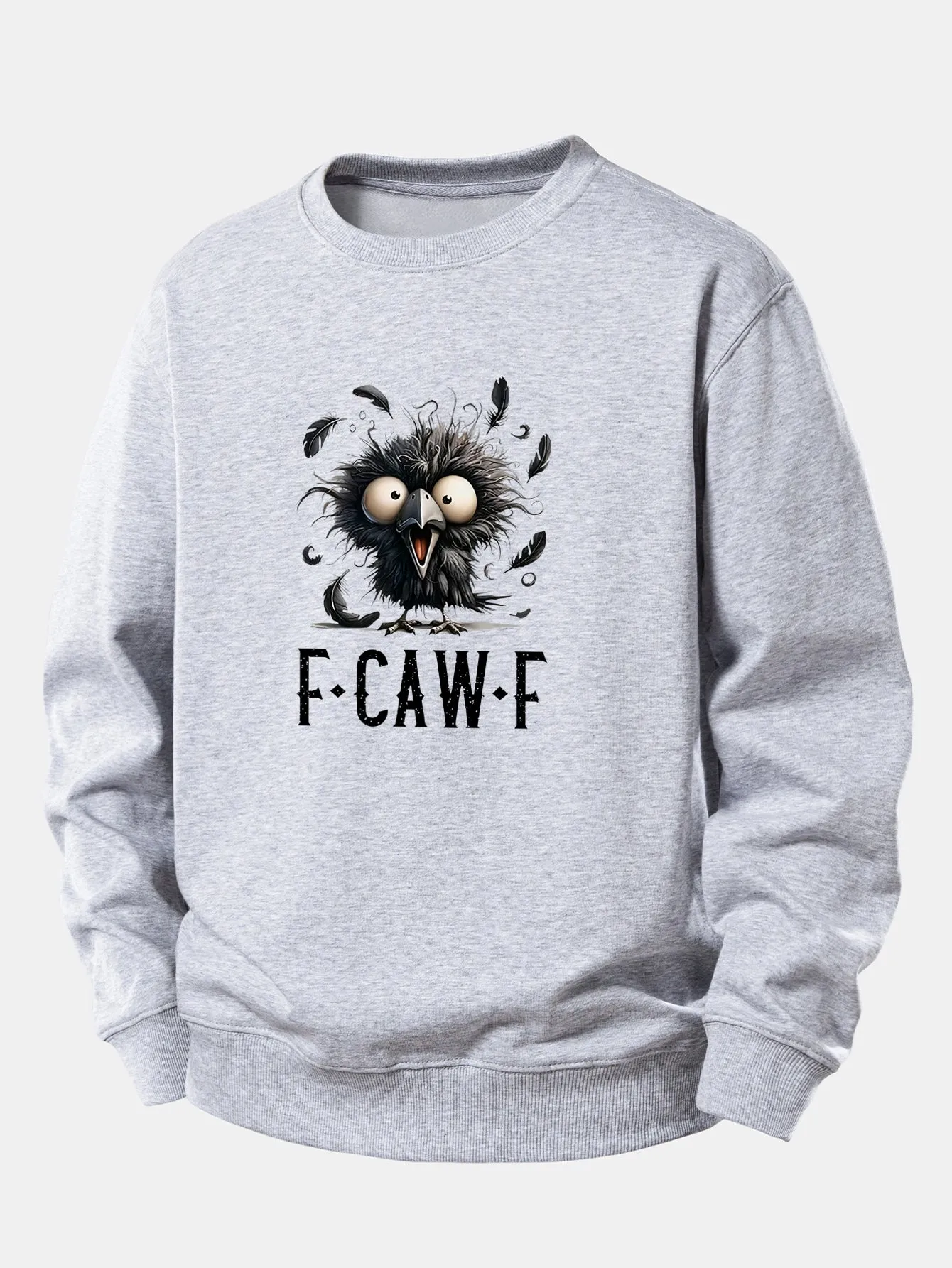 Crow Print Relax Fit Sweatshirt sold by Hoooyi product image thumbnail 4