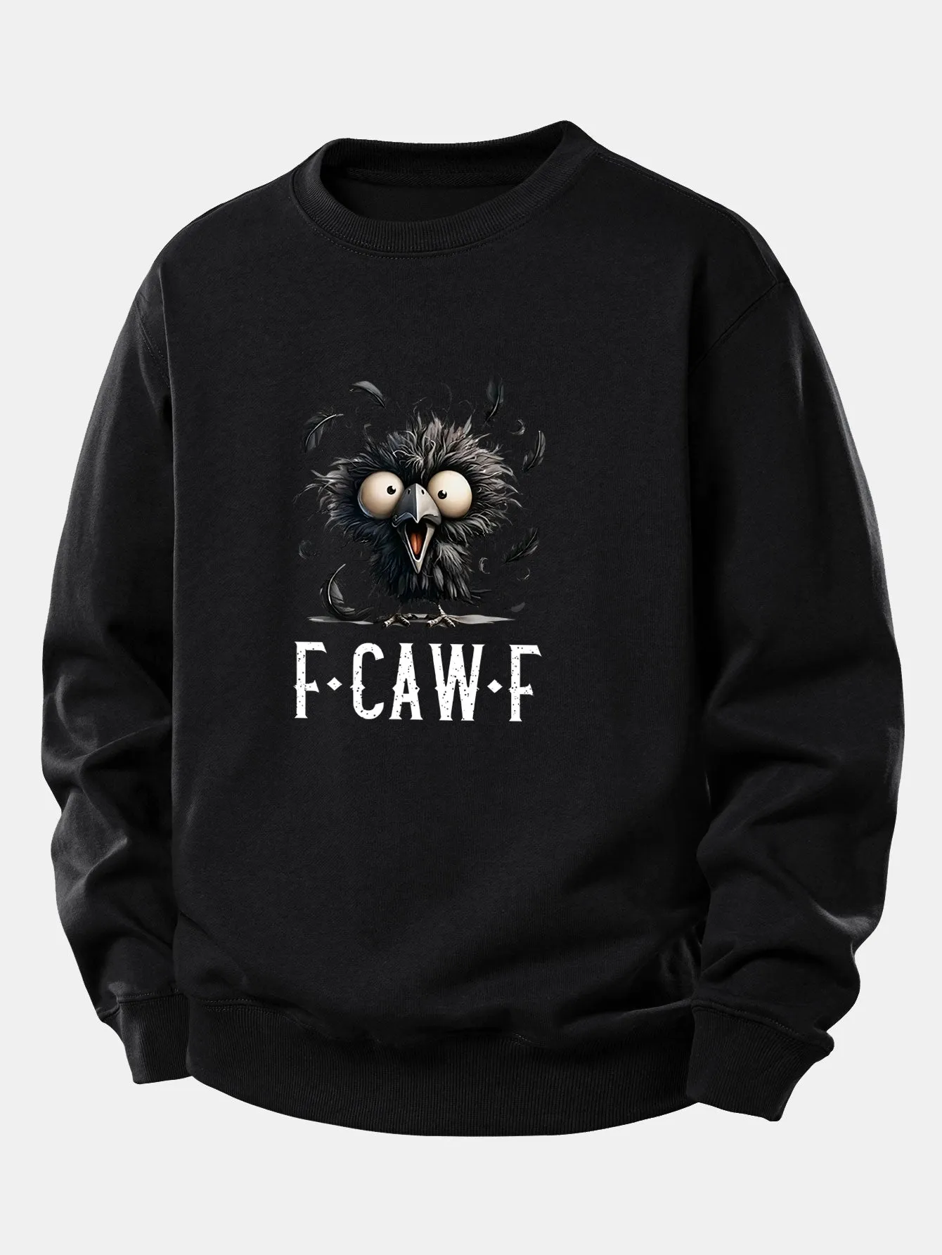 Crow Print Relax Fit Sweatshirt sold by Hoooyi product image thumbnail 5