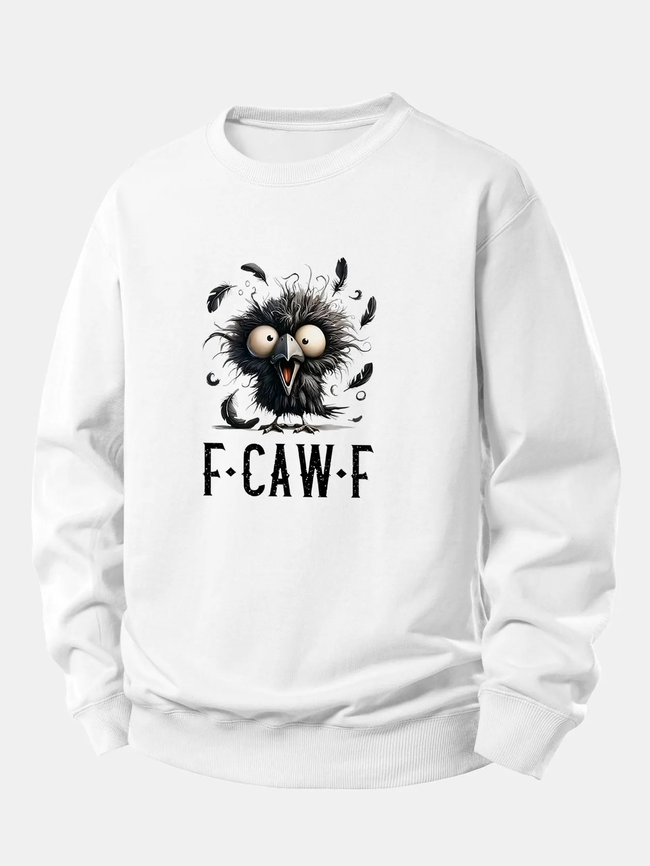 Crow Print Relax Fit Sweatshirt sold by Hoooyi