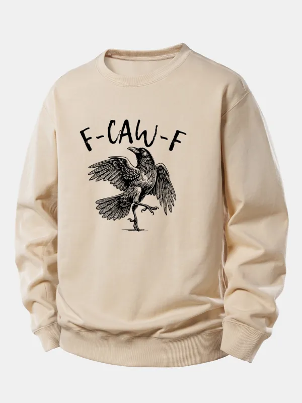 Crow Print Relax Fit Sweatshirt sold by Hoooyi