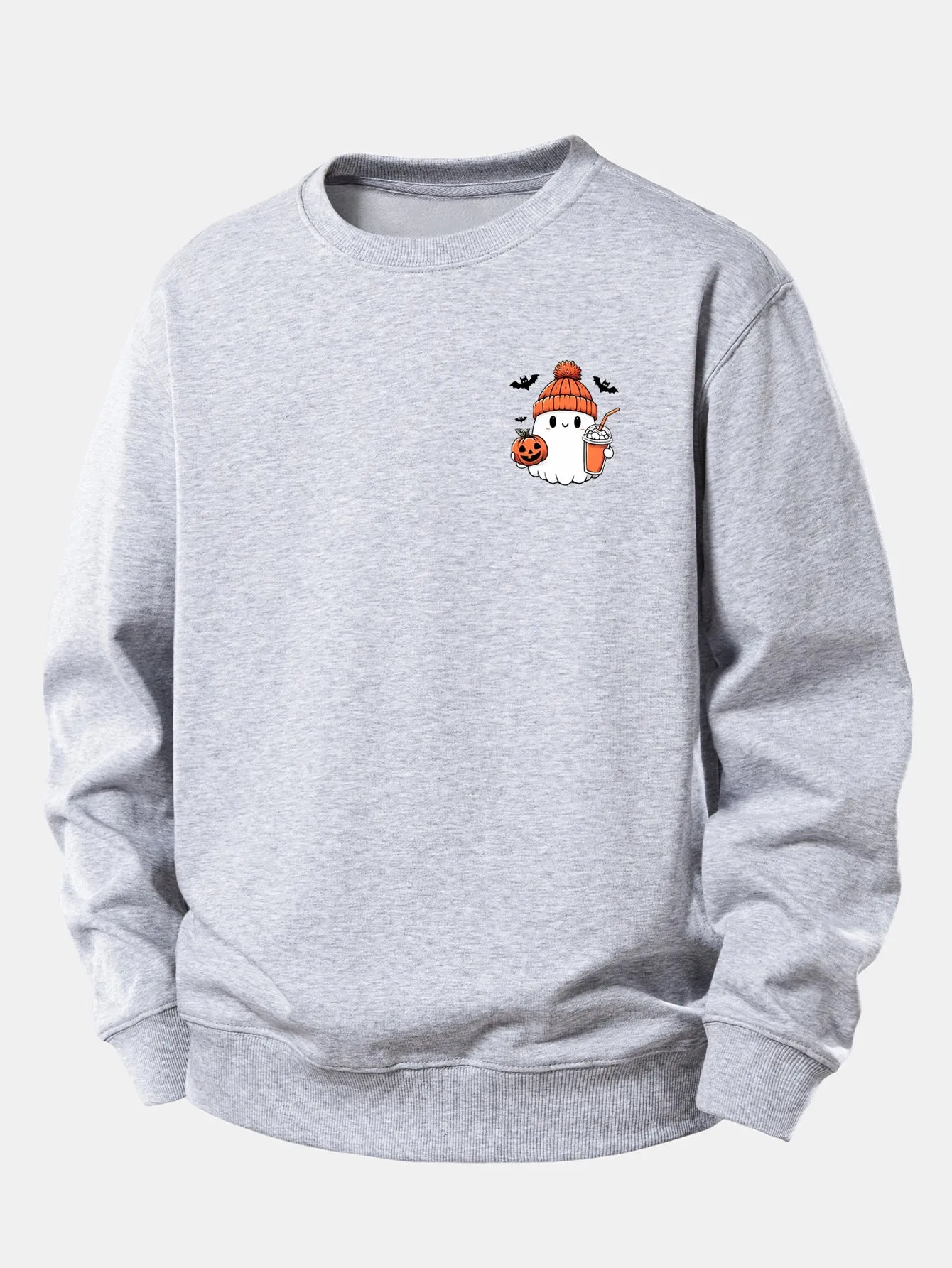 Halloween Ghost Pumpkin Print Relax Fit Sweatshirt sold by Hoooyi product image thumbnail 4