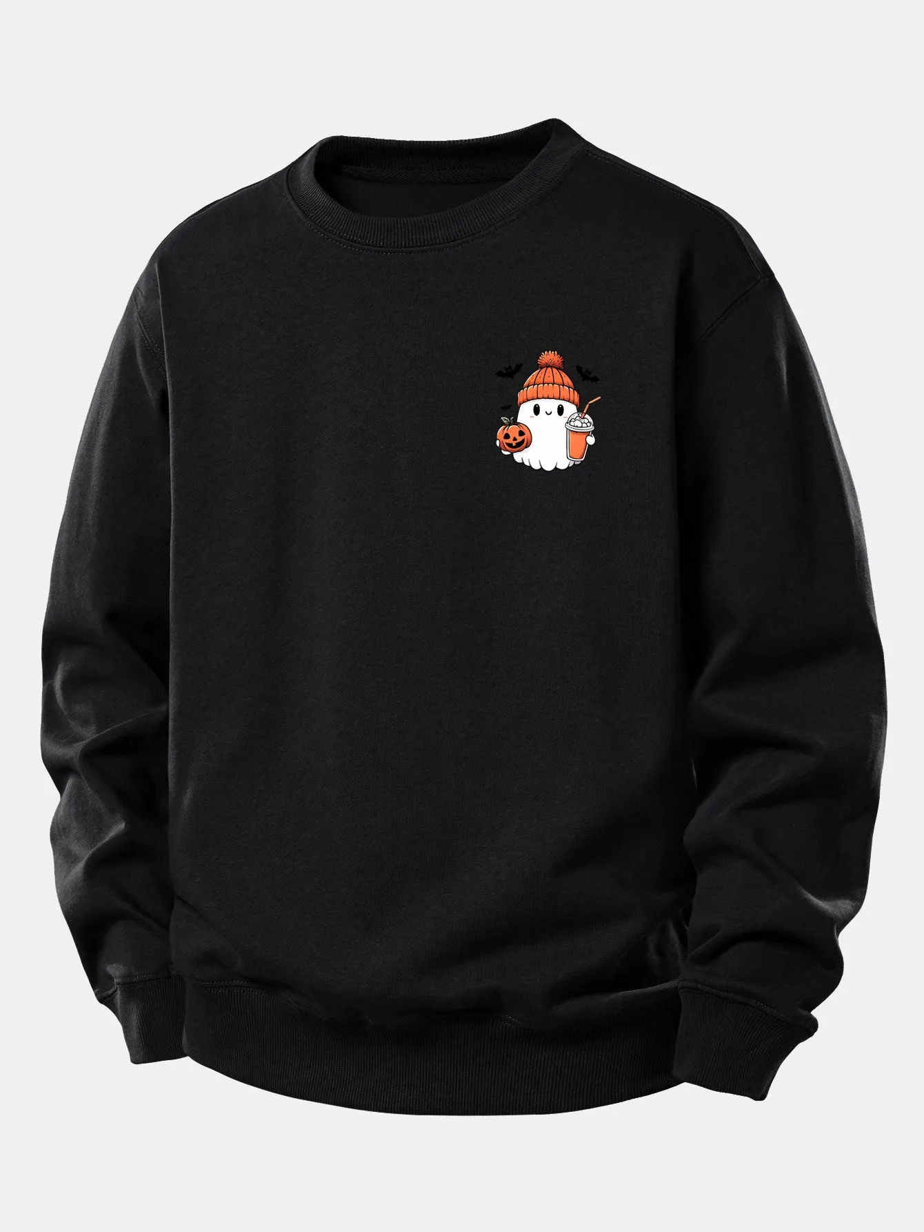 Halloween Ghost Pumpkin Print Relax Fit Sweatshirt sold by Hoooyi product image thumbnail 5