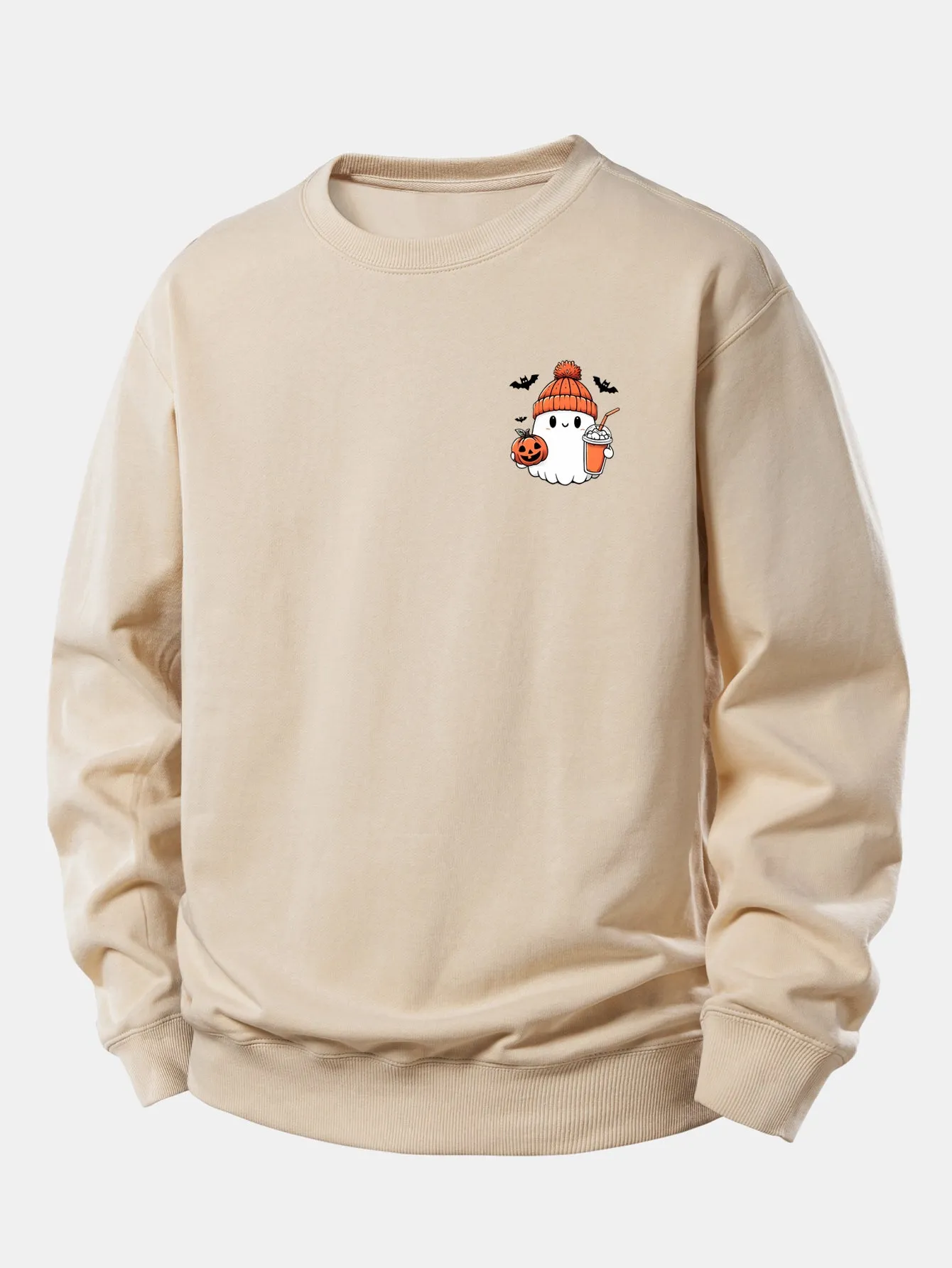 Halloween Ghost Pumpkin Print Relax Fit Sweatshirt sold by Hoooyi product image thumbnail 3