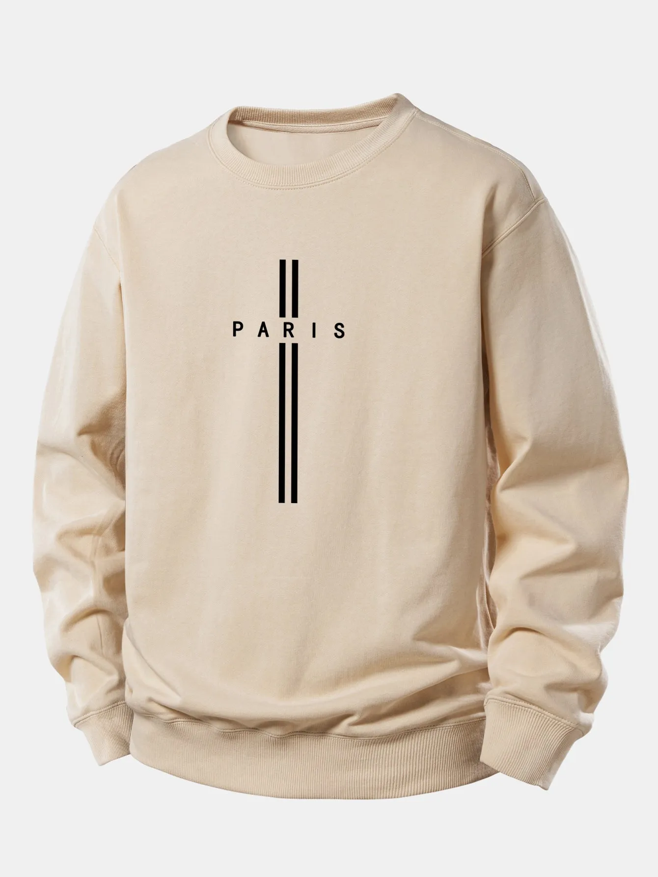 Paris Stripe Print Relax Fit Sweatshirt sold by Hoooyi product image thumbnail 4