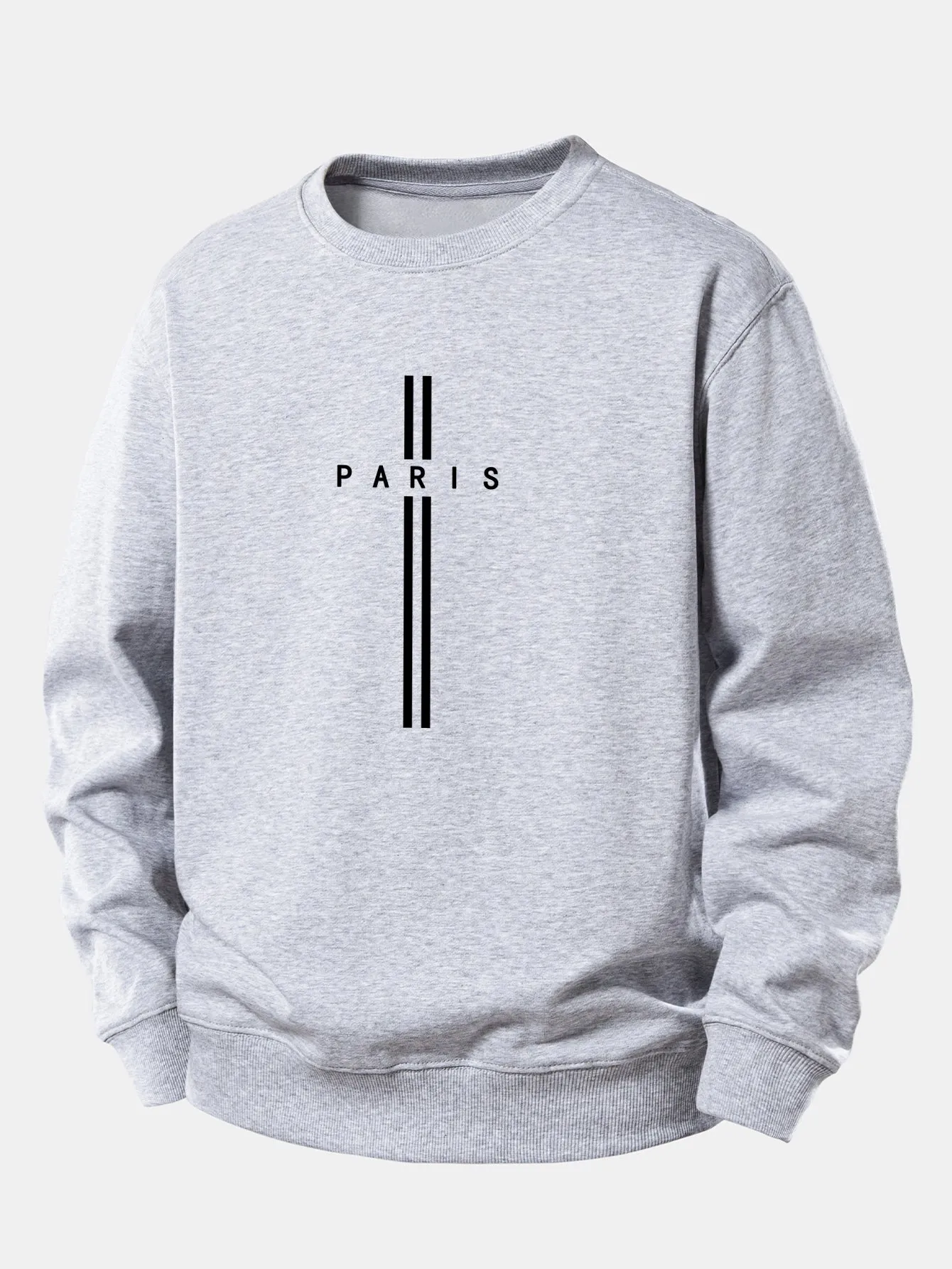 Paris Stripe Print Relax Fit Sweatshirt sold by Hoooyi