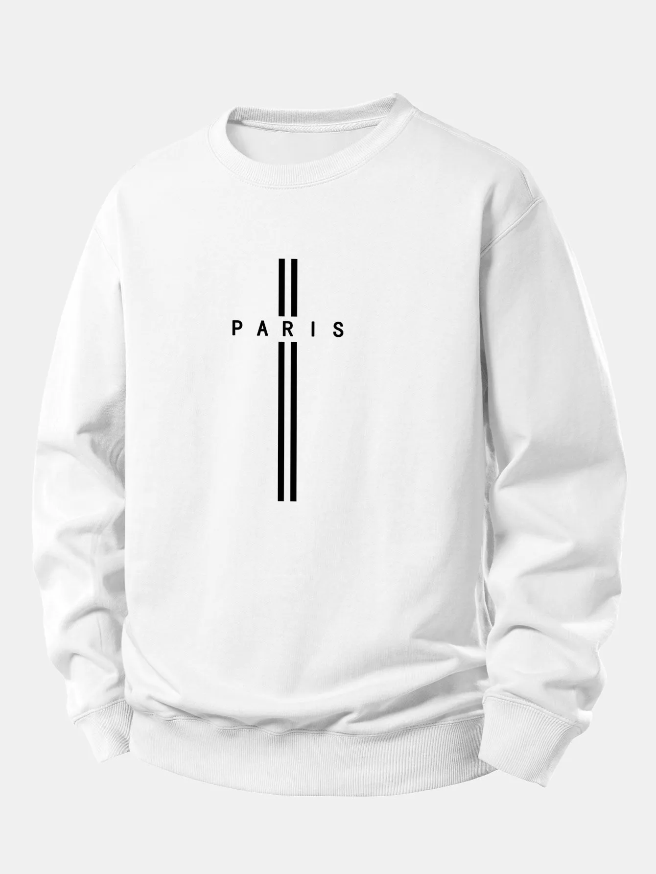 Paris Stripe Print Relax Fit Sweatshirt sold by Hoooyi product image thumbnail 3