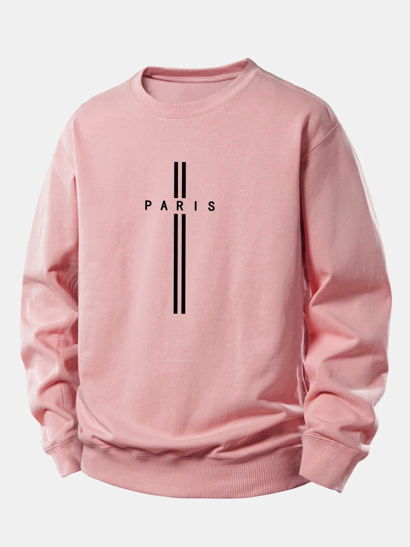 Paris Stripe Print Relax Fit Sweatshirt sold by Hoooyi product image thumbnail 2