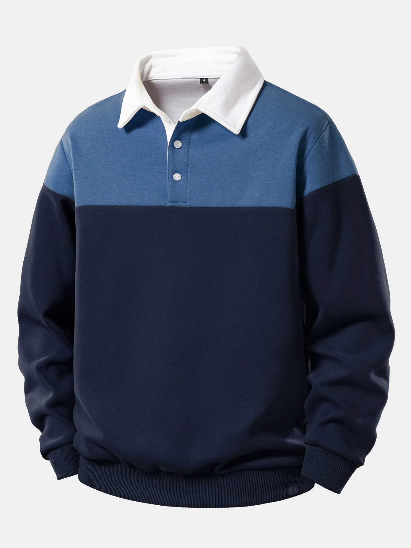 Contrast Polo Collar Sweatshirt sold by Hoooyi
