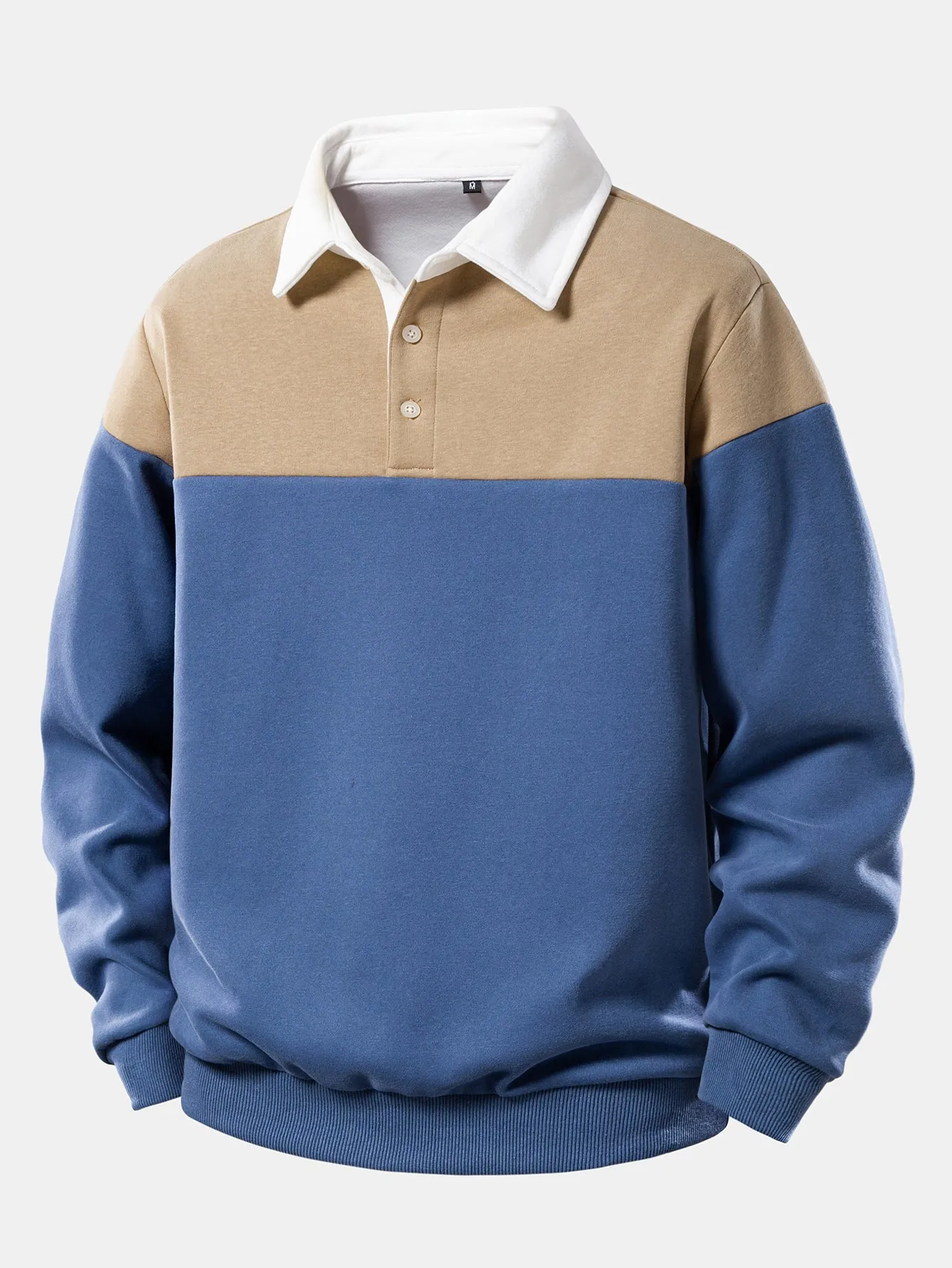 Contrast Polo Collar Sweatshirt sold by Hoooyi product image thumbnail 5