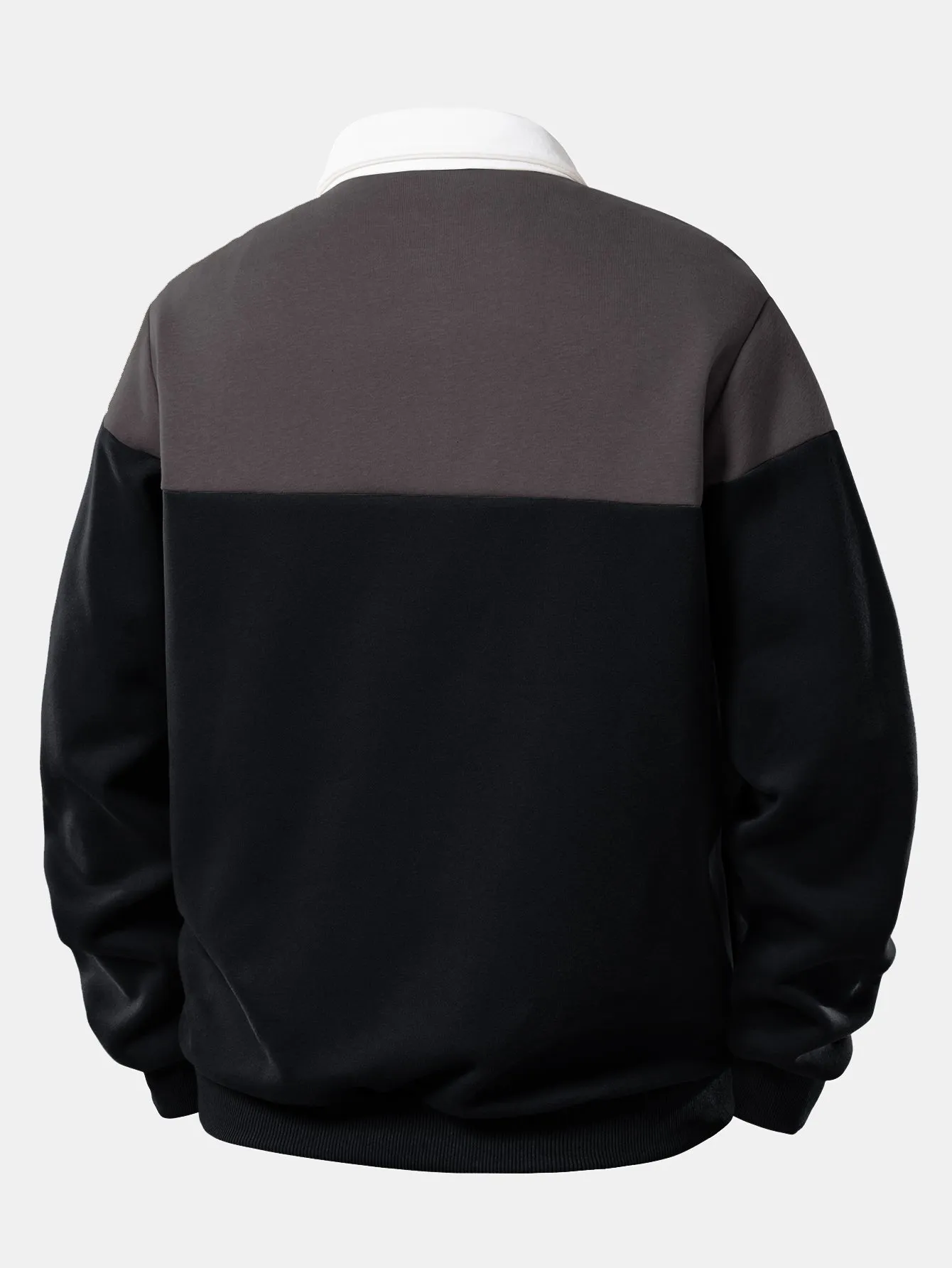 Contrast Polo Collar Sweatshirt sold by Hoooyi product image thumbnail 4