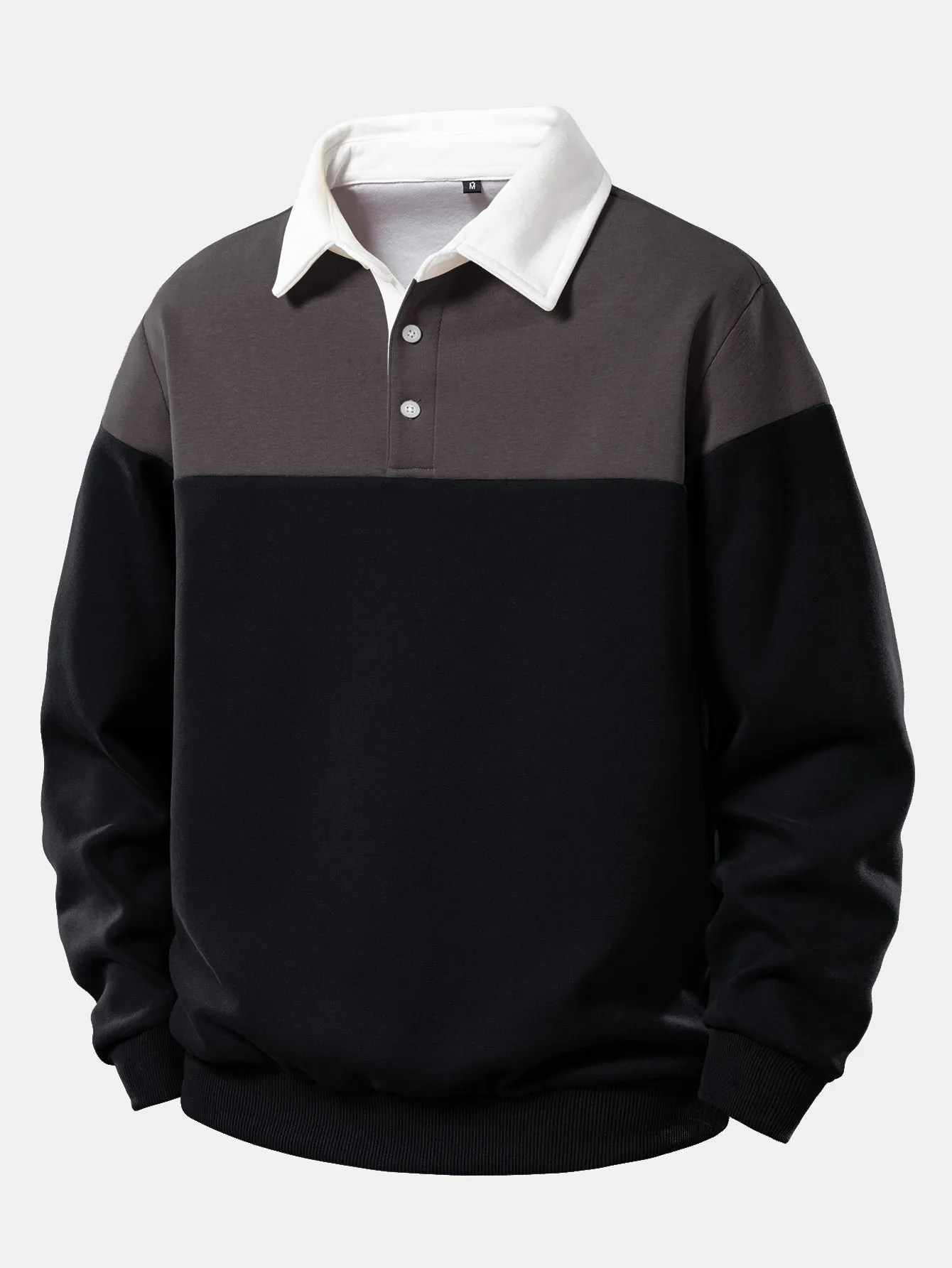 Contrast Polo Collar Sweatshirt sold by Hoooyi product image thumbnail 3
