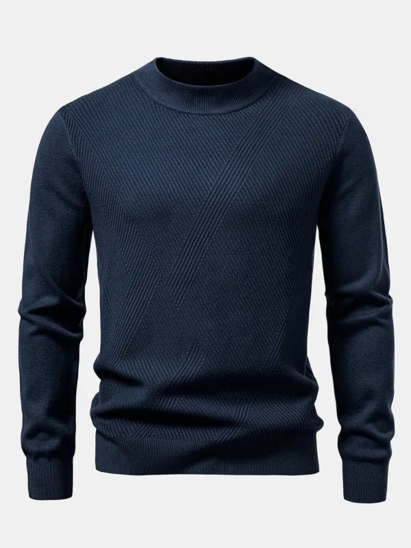 Stripe Mock Neck Sweater sold by Hoooyi