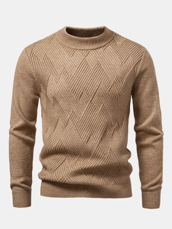 Heavyweight Stripe Mock Neck Knit Sweater sold by Hoooyi